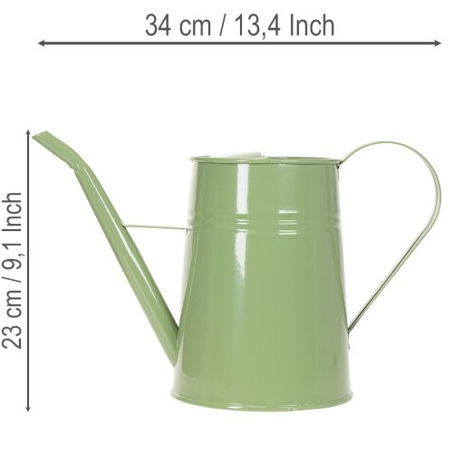 Regadera de metal vintage para interiores, verde menta, 1,7 L, jarrón decorativo, diseño retro, 23 cm de alto. | Floristik24.es
