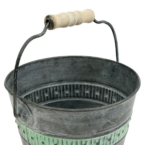 Floristik24 Cubo de zinc con verde Ø15cm H12cm