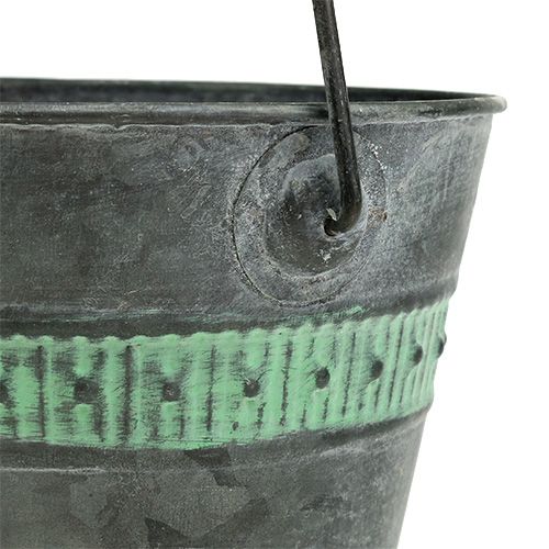 Floristik24 Cubo de zinc con verde Ø15cm H12cm