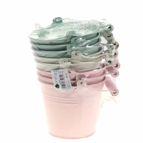 Floristik24 Surtido de cubos de zinc colores pastel Ø12cm H10cm 8pcs