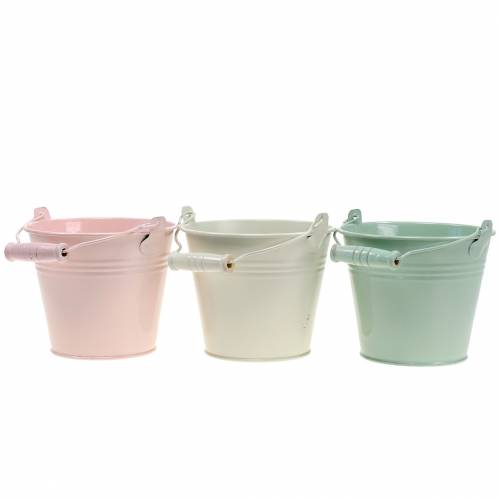 Floristik24 Surtido de cubos de zinc colores pastel Ø14cm H12cm 6pcs