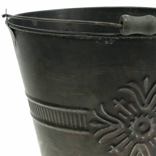 Floristik24 Cubo decorativo zinc antiguo Ø22cm H19cm