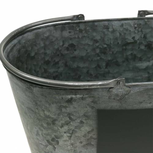 Floristik24 Macetero de zinc con asas Oval Grey H20cm