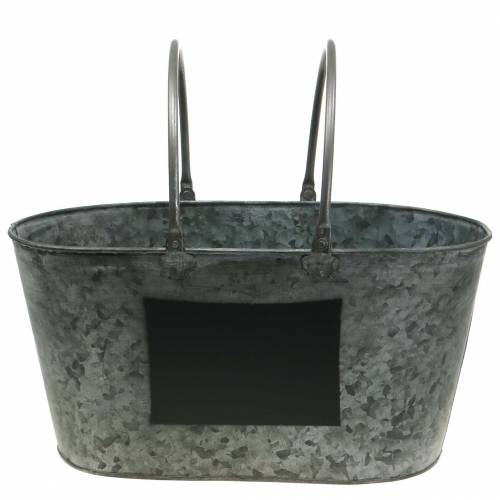 Floristik24 Macetero de zinc con asas Oval Grey H20cm
