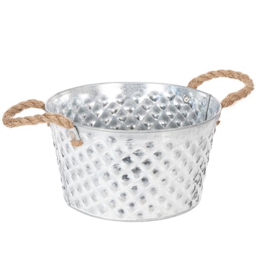 Bol de zinc, bol decorativo, metal con asa de cuerda, Ø22cm H12cm comprar | Floristik24.es