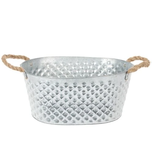Bol ovalado grande de zinc, 31 cm x 20 cm, 15 cm de alto. comprar | Floristik24.es