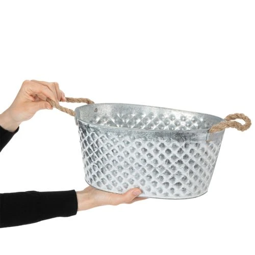 Bol ovalado grande de zinc, 31 cm x 20 cm, 15 cm de alto. | Floristik24.es