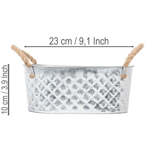 Bol ovalado de zinc de 23 cm x 12 cm y 10,5 cm de alto. | Floristik24.es