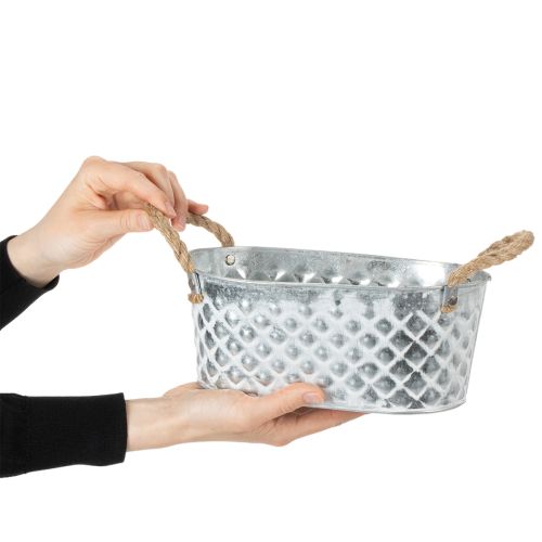 Bol ovalado de zinc de 23 cm x 12 cm y 10,5 cm de alto. | Floristik24.es