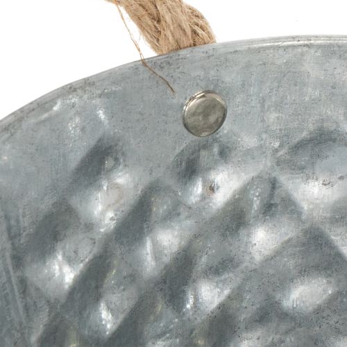 Bol ovalado de zinc con asas de cuerda, 27 cm x 17,5 cm, 12 cm de alto. | Floristik24.es
