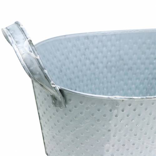 Cuenco de zinc ovalado gris claro lavado 27x18cm H12cm | Floristik24.es