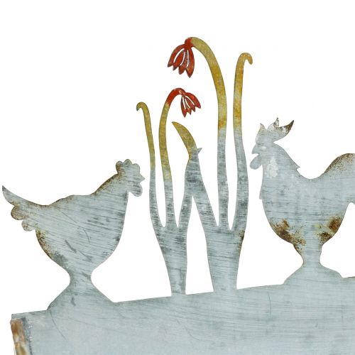 Floristik24 Bandeja zinc primavera prado y gallo 30cm