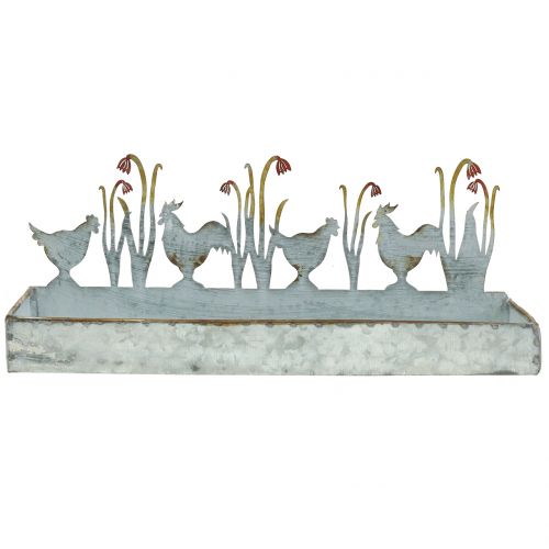 Floristik24 Bandeja zinc primavera prado y gallo 30cm