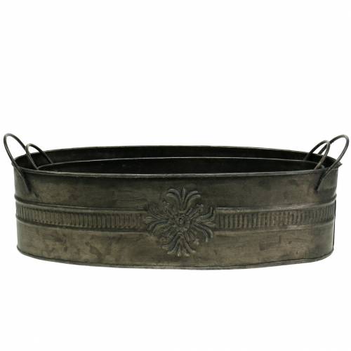 Floristik24 Cuenco decorativo antiguo ovalado zinc 33,5cm / 29,5cm 2pcs