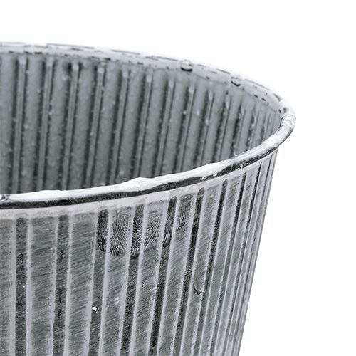 Floristik24 Olla de zinc gris con rayas Ø22cm H21cm