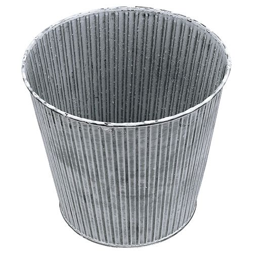 Floristik24 Olla de zinc gris con rayas Ø22cm H21cm