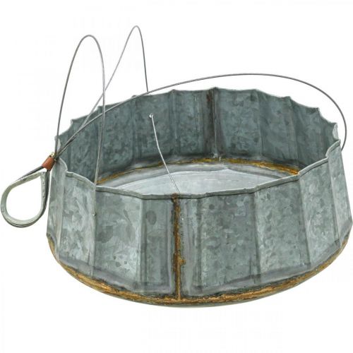 Artículo Cesta de flores cuenco decorativo de metal zinc antiguo Ø25.5cm H8.5cm
