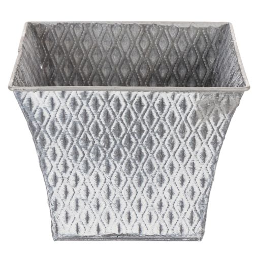 Maceta de zinc con diseño de rombos, 15 cm de alto. | Floristik24.es