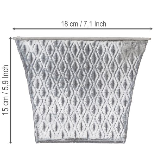 Maceta de zinc con diseño de rombos, 15 cm de alto. | Floristik24.es