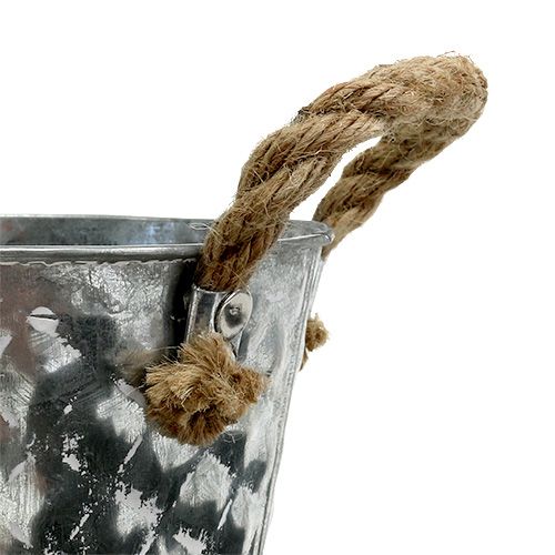 Floristik24 maceta de zinc con asas de cuerda Ø12cm H10cm