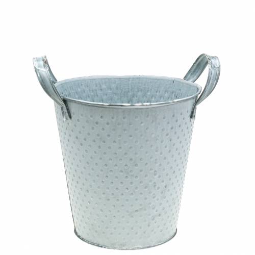 Floristik24 Olla de Zinc con Asas Gris Moteado Ø14cm H13cm