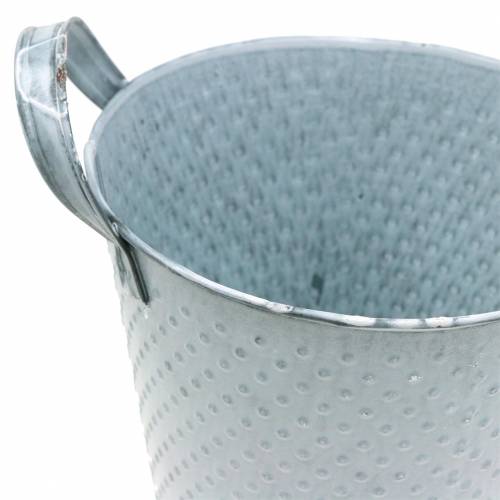 Floristik24 Olla de Zinc con Asas Gris Moteado Ø14cm H13cm