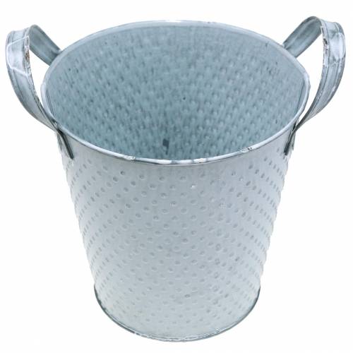 Floristik24 Olla de Zinc con Asas Gris Moteado Ø14cm H13cm