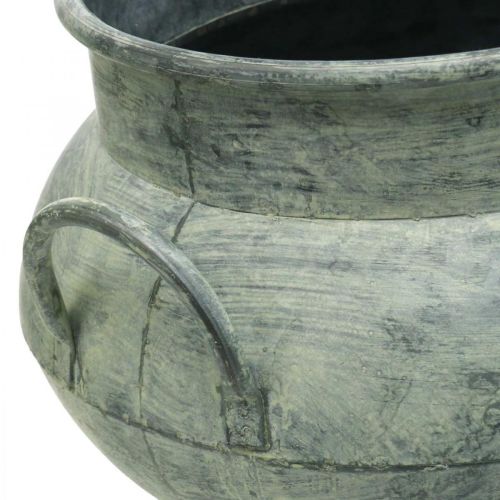Floristik24 Jardinera con asas metal verde lavado Ø28 / 40cm juego de 2