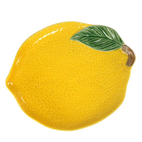Floristik24 Plato limón plato decorativo cerámica amarillo limón 20×16cm