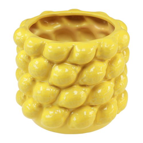 Jarrón de limón macetero de cerámica amarillo limón Ø17cm H15cm