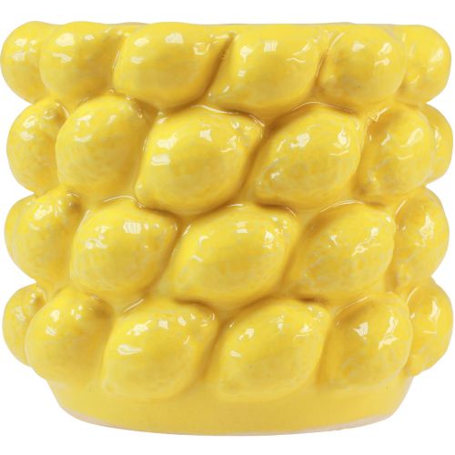 Floristik24 Jarrón de limón macetero de cerámica amarillo limón Ø17cm H15cm