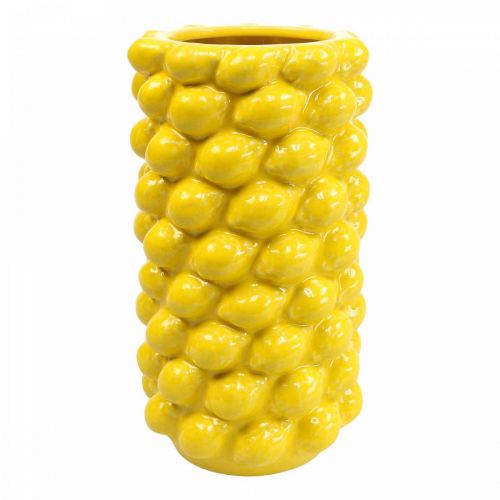 Floristik24 Jarrón de limón jarrón amarillo limón decoración de verano Ø15cm H30cm