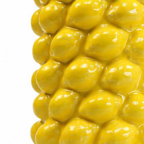 Floristik24 Jarrón de limón jarrón amarillo limón decoración de verano Ø15cm H30cm