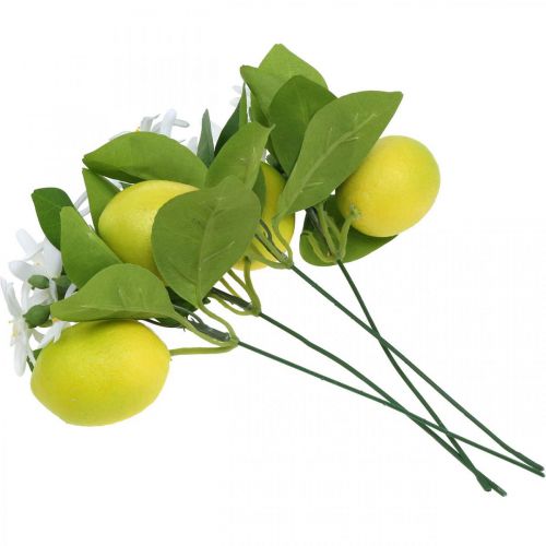 Floristik24 Deco rama limón y flores rama artificial decoración de verano 26cm 4pcs