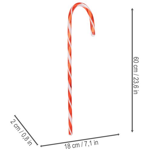 Bastón de caramelo artificial para decoración navideña, 60 cm, 3 unidades | Floristik24.es
