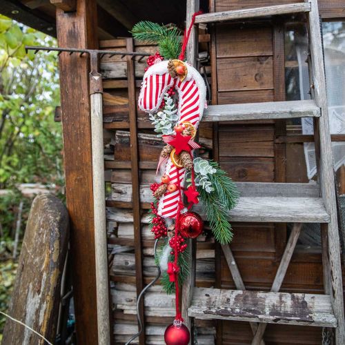 Floristik24 Bastón de caramelo Deco grande Navidad rayas rojas y blancas Al. 36 cm