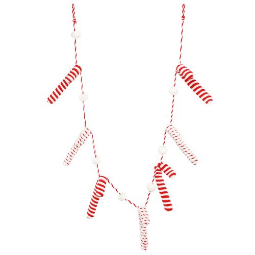 Guirnalda decorativa de bastón de caramelo Navidad rojo blanco L120cm