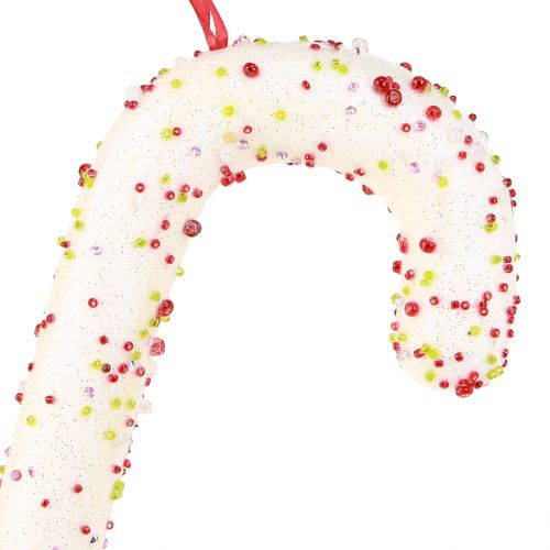 Artículo Percha decorativa de bastón de caramelo brillo blanco colorido H30cm 4 piezas
