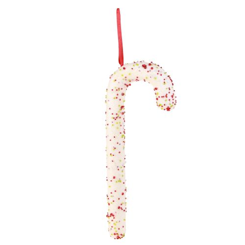 Artículo Percha decorativa de bastón de caramelo brillo blanco colorido H30cm 4 piezas