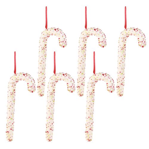 Artículo Percha decorativa de bastón de caramelo brillo blanco colorido H30cm 4 piezas