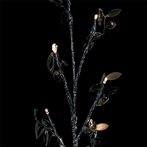 Floristik24 Rama plateada con hojas LED 75cm juego de 2