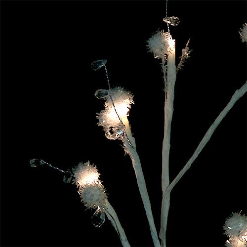 Floristik24 Rama blanca con bola de nieve LED 75cm juego de 2