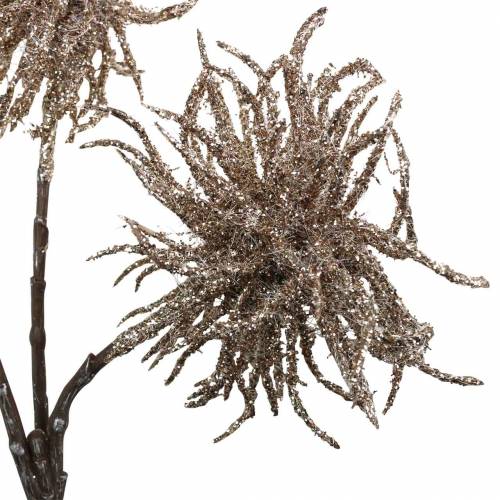 Floristik24 Rama de clematis artificial champagne con purpurina 46cm