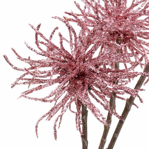 Floristik24 Rama de clemátide artificial rosa con purpurina 46cm