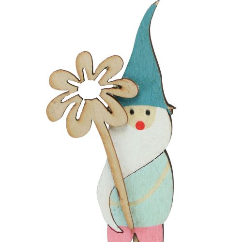 Artículo Decoración enana con flor taco flor madera 4×10,5cm 12uds