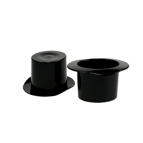 Floristik24 Cilindro decorativo negro, Nochevieja, sombrero como macetero H5,5cm 12 piezas