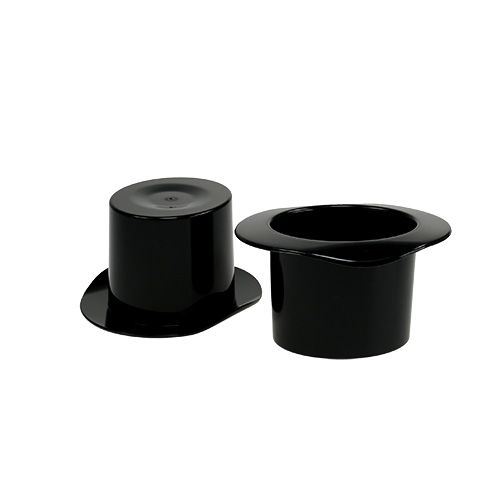 Artículo Cilindro decorativo negro, Nochevieja, sombrero como jardinera Al5,5cm 12ud