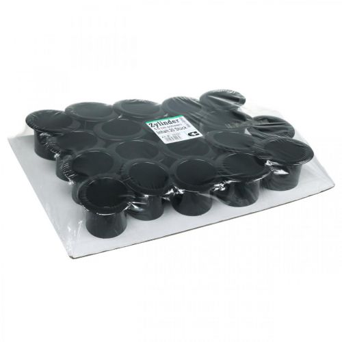 Artículo Cilindro decorativo, decoración de Nochevieja, sombrero para plantar, macetero Año Nuevo Negro H5cm L12cm 20 piezas