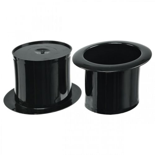 Cilindro decorativo, decoración de Nochevieja, sombrero para plantar, macetero Año Nuevo Negro H5cm L12cm 20 piezas
