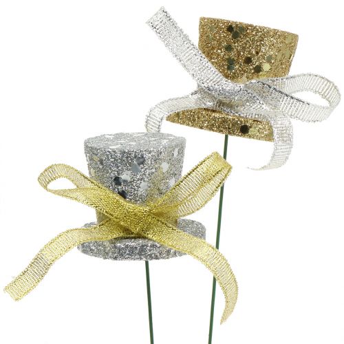 Floristik24 Tapón cilíndrico dorado, plateado 3cm 2pcs